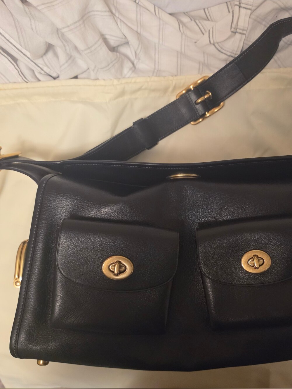 Coach Turnlock Haversack Large Leather Shoulder Bag